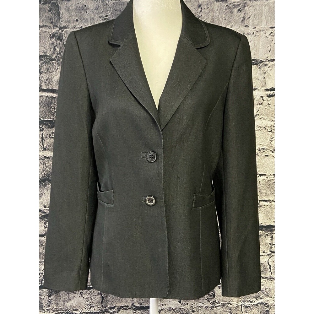 Tahari Jacket Blazer Womens Medium 6 Petite‎ Black Casual Carrier Party